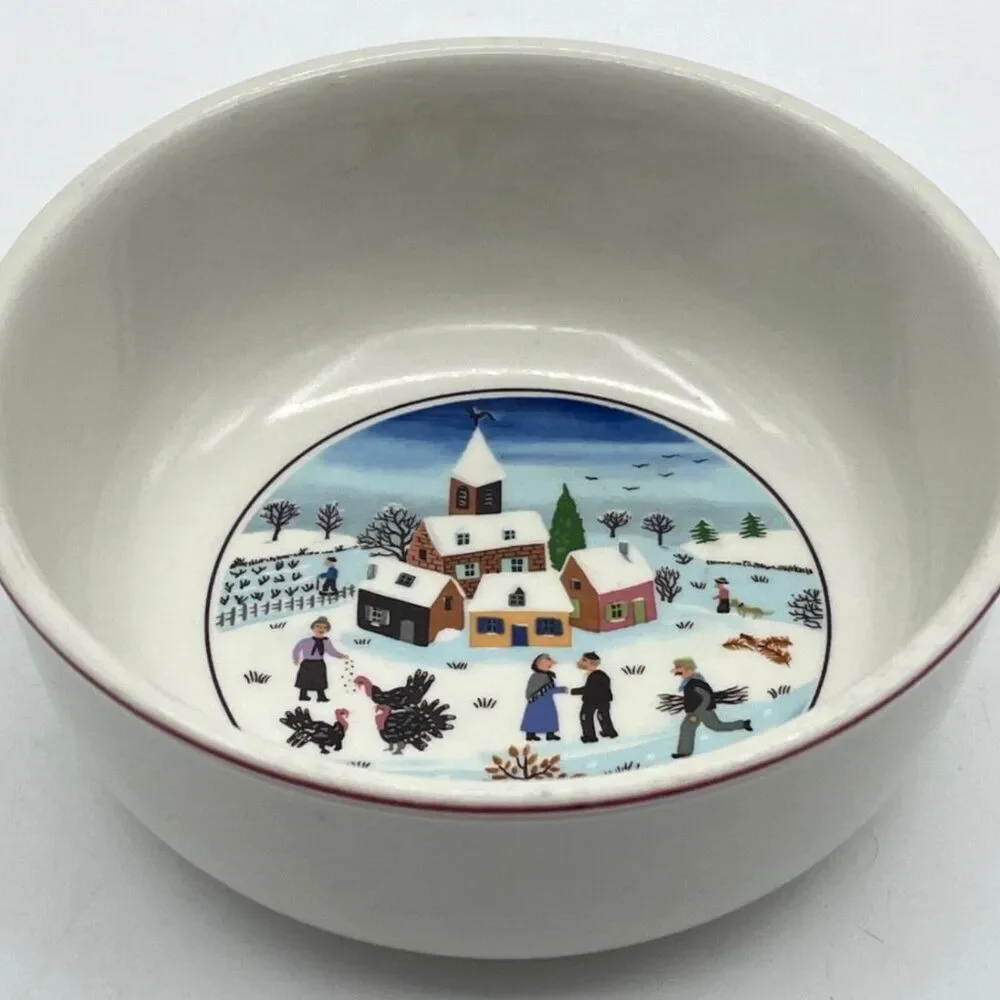 Villeroy & Boch Cereal Bowl Naif Christmas G Laplau Red Trim Soup Salad 5